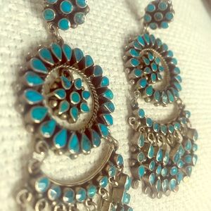 Authentic turq sterling American Indian earrings